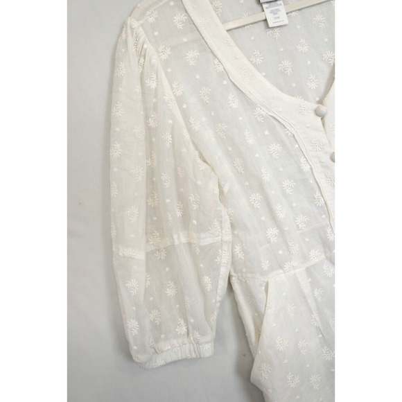 Cabi Sheer Midsummer Dress Eyelet Embroidered Floral Button Front Women 8 Cream - Picture 13 of 13